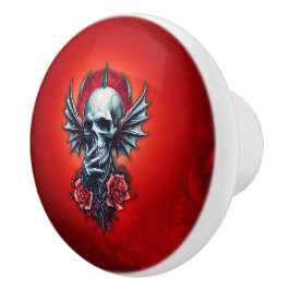 Pomo De Cerámica Calavera impresionante y realista con alas