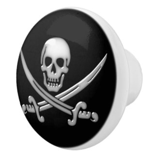 Pomo De Cerámica Calavera pirata y espadas cruzadas (TLAPD)