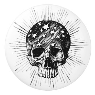Pomo De Cerámica Calavera y estrellas II
