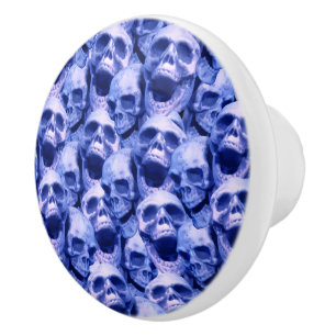 Pomo De Cerámica Calaveras azules oscuras