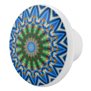 Pomo De Cerámica Caleidoscopio en azul