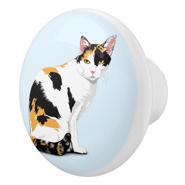 Pomo De Cerámica Calico Cat Personalizado (Derecha)