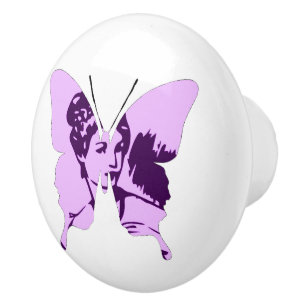Pomo De Cerámica Camafeo del collage de la mariposa