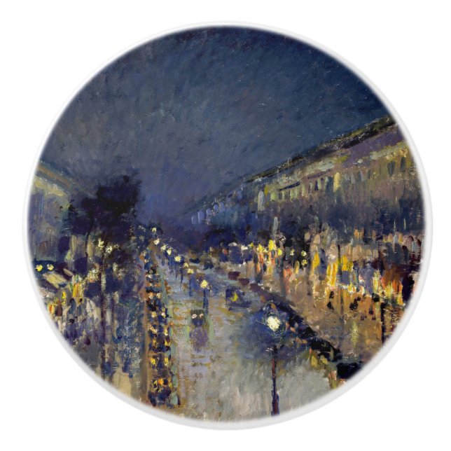 Pomo De Cerámica Camille Pissarro - Boulevard Montmartre de noche (Anverso)