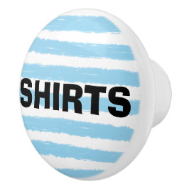 Pomo De Cerámica Camisetas Azul Cielo Blanco Rayas Acuarela