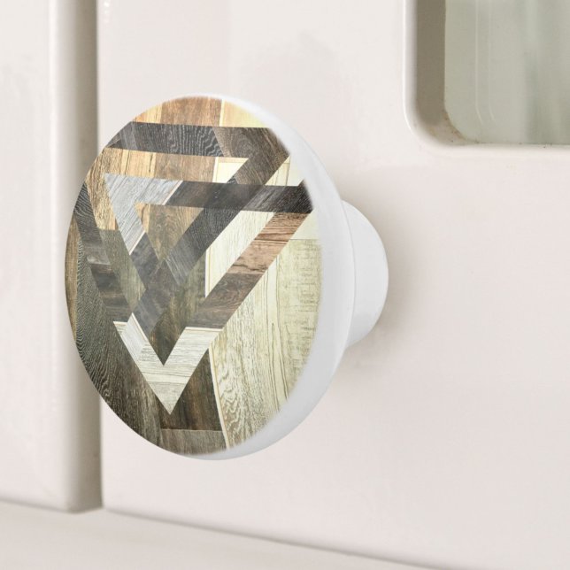 Pomo De Cerámica Campo de cultivo Gray Barn Wood Patrón País Occide (Farmhouse Grey Barn Wood Pattern Western Country Ceramic Knob)