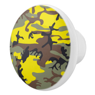 Pomo De Cerámica Camuflaje Amarillo y Marrón, Militar, Ejército