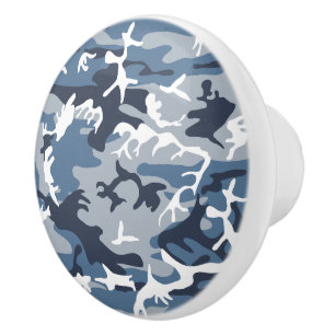 Pomo De Cerámica Camuflaje azul de nieve en invierno, ejército