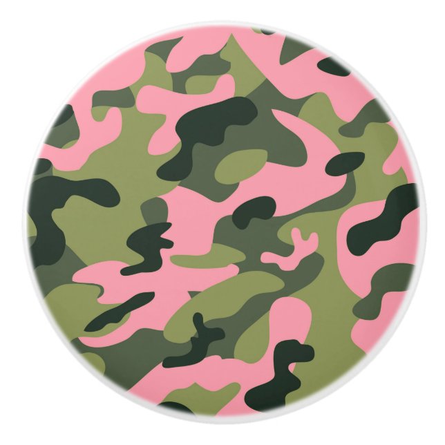 Pomo De Cerámica Camuflaje de camuflaje verde rosa Camo Vestidor de (Anverso)