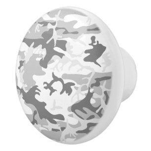 Pomo De Cerámica Camuflaje gris de nieve en invierno, ejército, ejé