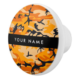Pomo De Cerámica Camuflaje naranja Su nombre Personaliza