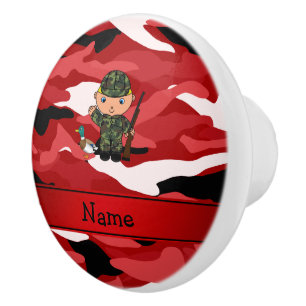 Pomo De Cerámica Camuflaje rojo personalizado del cazador conocido