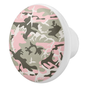 Pomo De Cerámica Camuflaje rosa y verde, militar, ejército