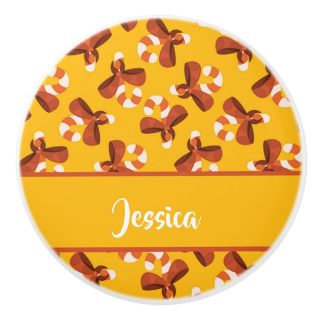 Pomo De Cerámica Caña de caramelo envuelta con un patrón de arco ro (Anverso)