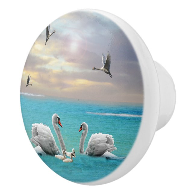 Pomo De Cerámica Canción Del Cisne Blanco, (Derecha)