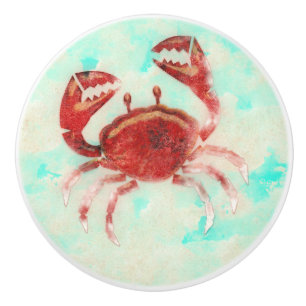 Pomo De Cerámica Cangrejo Rojo tema Océano Mariscos Decoración de P
