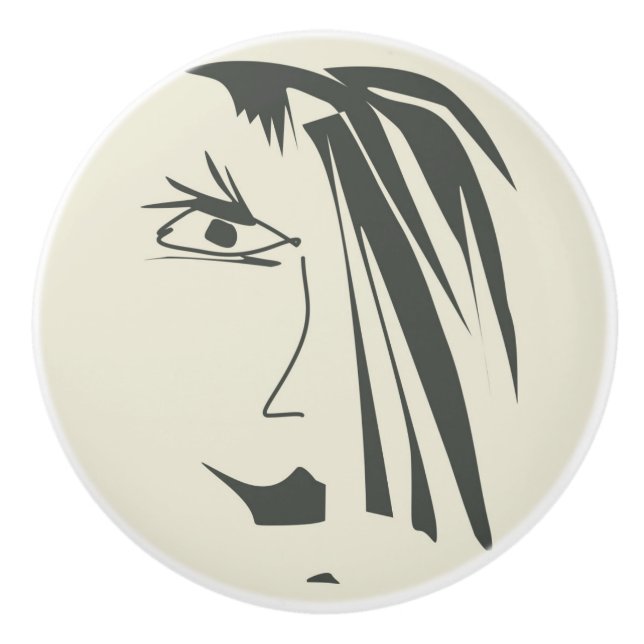 Pomo De Cerámica Cara abstracta. (Anverso)