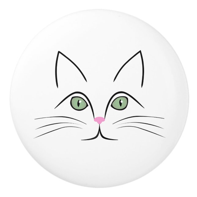 Pomo De Cerámica Cara de gato (Anverso)