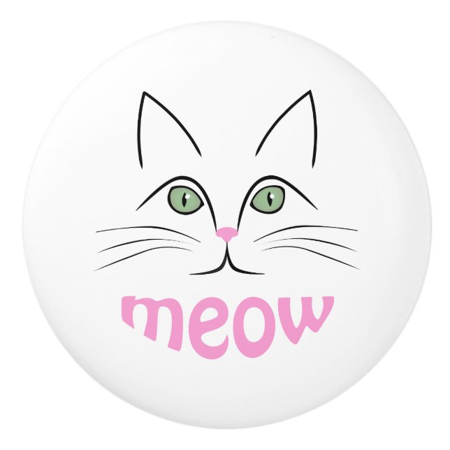 Pomo De Cerámica Cara de gato (Anverso)