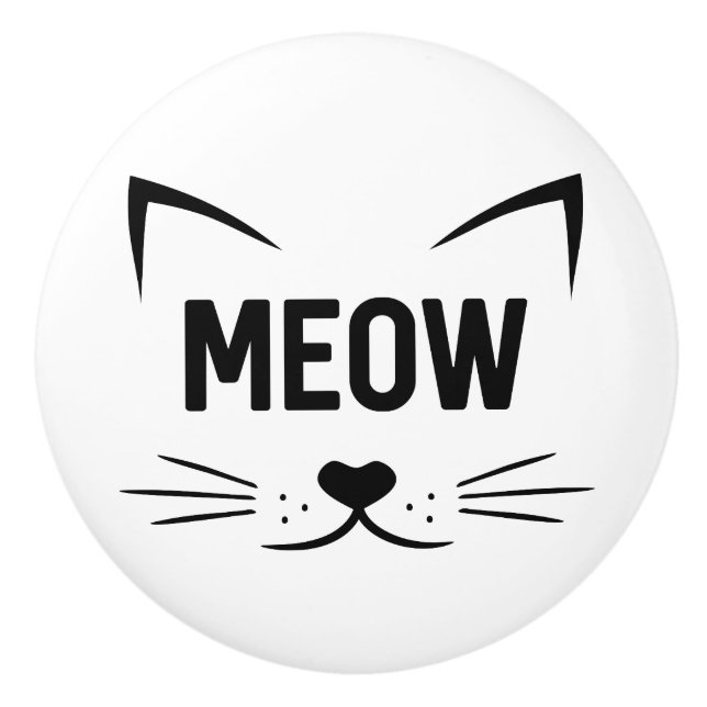 Pomo De Cerámica Cara de Gato Miau (Anverso)
