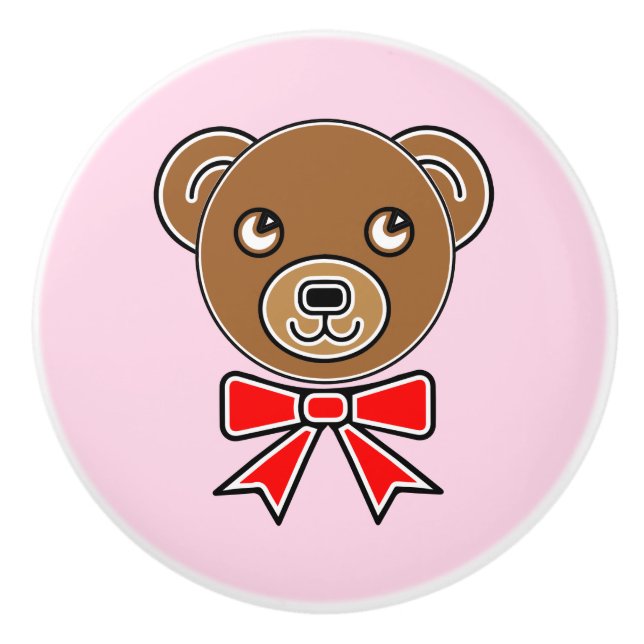 Pomo De Cerámica Cara de oso divertida (Anverso)