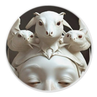 Pomo De Cerámica Cara de porcelana con criaturas góticas