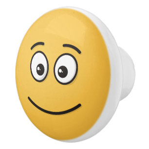 Pomo De Cerámica Cara sonriente con ojos abiertos