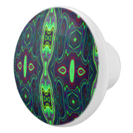 Pomo De Cerámica Carácter abstracto retro, patrón rojo y azul