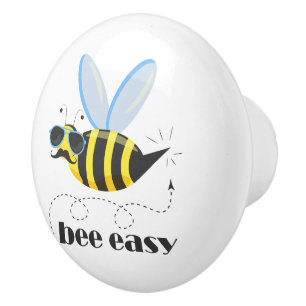 Pomo De Cerámica Carácter de abeja con gafas de sol bigote Bee Fáci