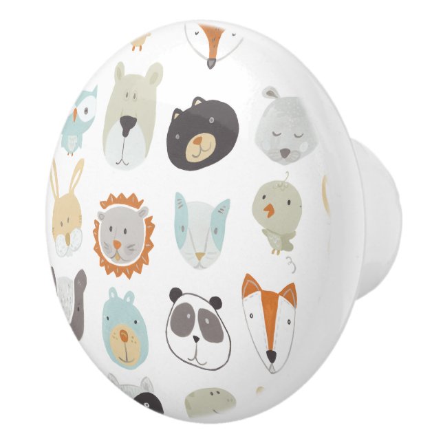 Pomo De Cerámica Caras amigables | Retratos de animales salvajes (Derecha)