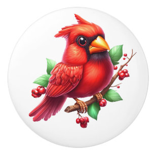 Pomo De Cerámica Cardinal Redbird