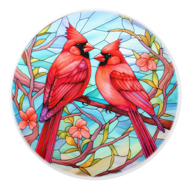 Pomo De Cerámica Cardinal Redbird (Anverso)