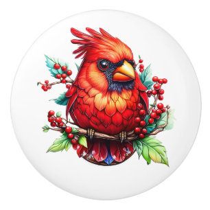 Pomo De Cerámica Cardinal Redbird