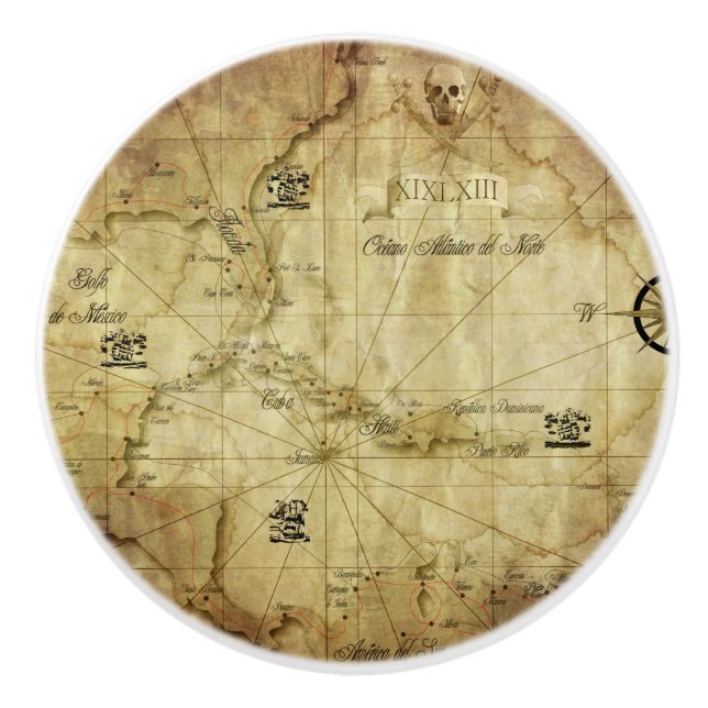 Pomo De Cerámica Caribe - mapa antiguo (Anverso)