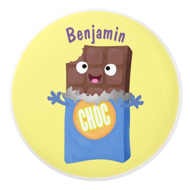 Pomo De Cerámica Caricatura de dibujos animados de un dulce chocola (Anverso)