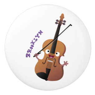 Pomo De Cerámica Caricatura musical divertida en violín