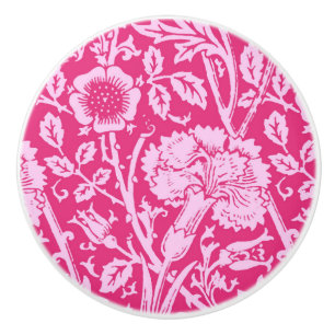 Pomo De Cerámica Carnación modernista Damasco, rosa de Fuchsia