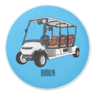 Pomo De Cerámica Carro de golf / ilustracion personalizado de coche
