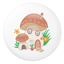 Pomo De Cerámica Casa de Hongo de Hada Caprichosa