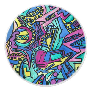 Pomo De Cerámica Casa Mia-Arte abstracto pintado a mano