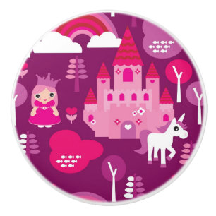 Pomo De Cerámica castillo de la princesa y arco iris del unicornio