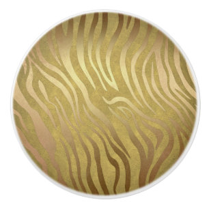 Pomo De Cerámica Cebra dorada zebra zebra jungla Safari Glam