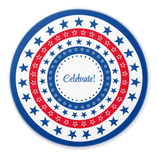 Pomo De Cerámica Celebrar las estrellas rojas, blancas y azules (Anverso)
