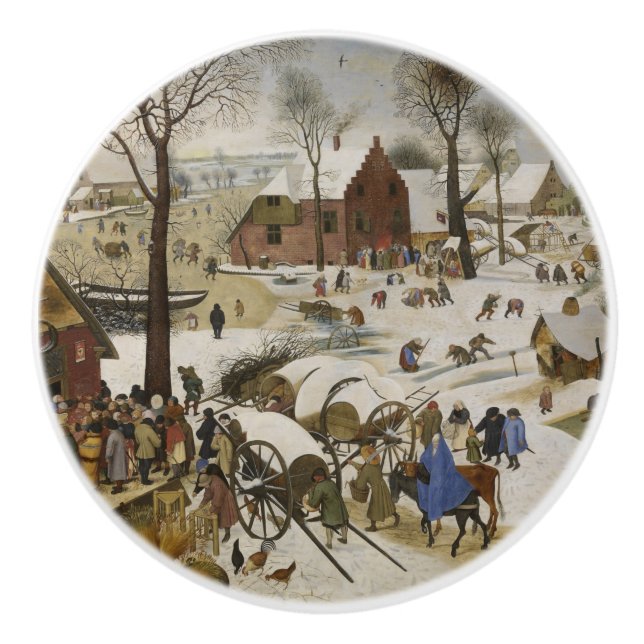 Pomo De Cerámica Censo en Belén (por Pieter Bruegel) (Anverso)