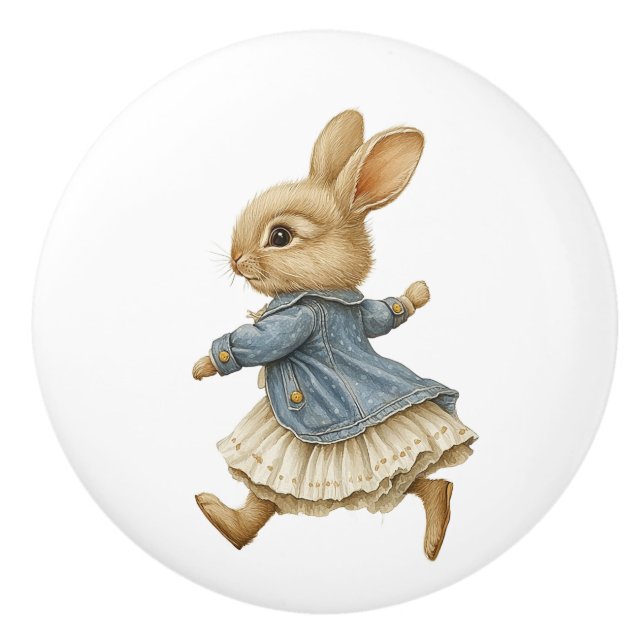 Pomo De Cerámica Ceramic Drawer Pull - Running Free no Background (Anverso)