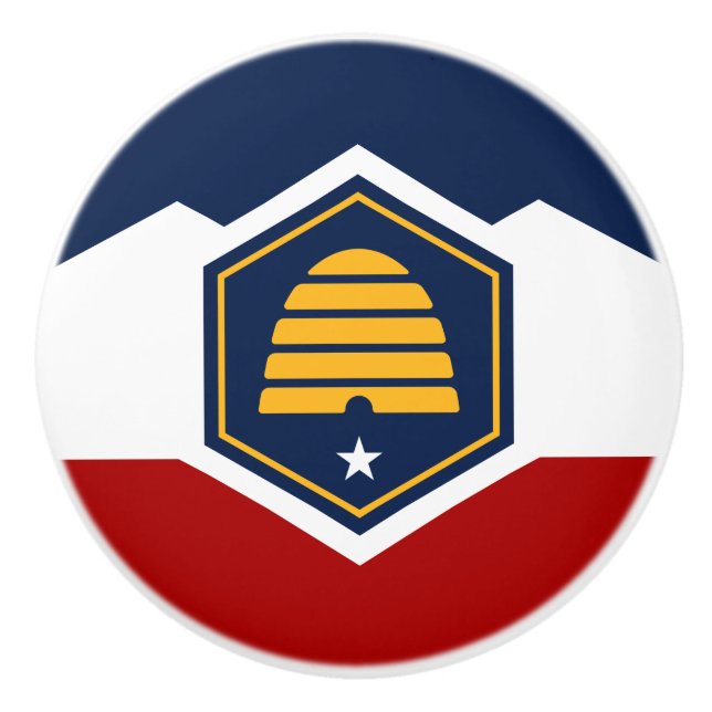 Pomo De Cerámica Ceramic knob pull with new flag of Utah, USA (Anverso)
