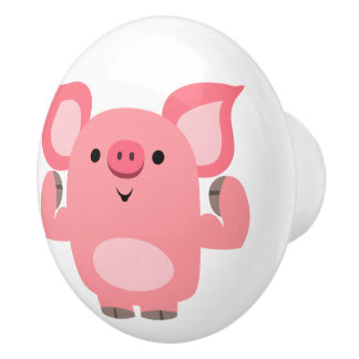 Pomo De Cerámica Cerdo Personalizado musculoso