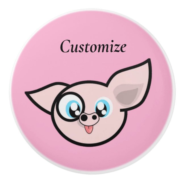 Pomo De Cerámica Cerdos sonrientes tontos Thunder_Cove (Anverso)