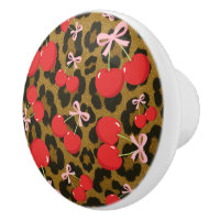 Cerezas Rojas con Lazo Rosa Impresión Leopardo Coq