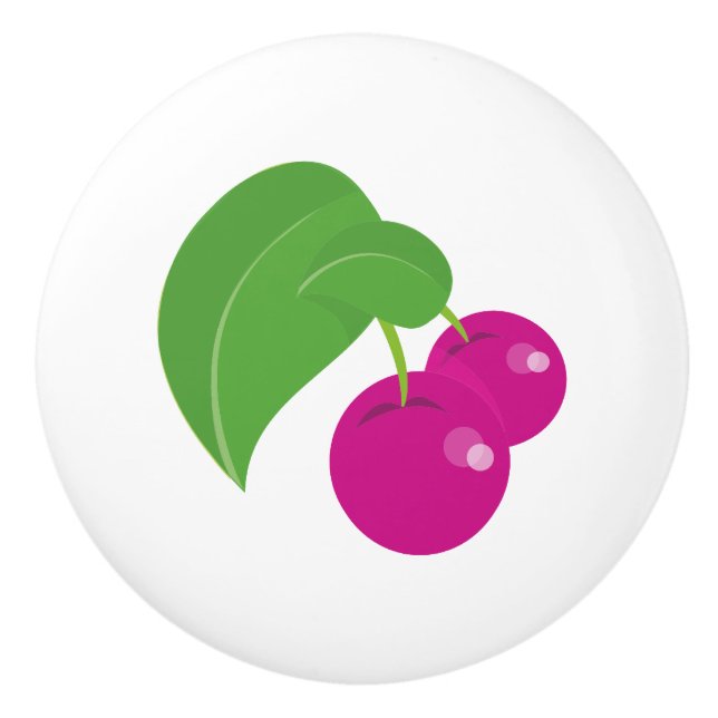 Pomo De Cerámica Cerezo rosa, cerezas rosas, cereza dulce, fruta (Anverso)